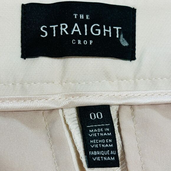 WHBM The Straight Crop Ankle Pant Women's Sz 00 Cream Embroidered Hem - Picture 7 of 9